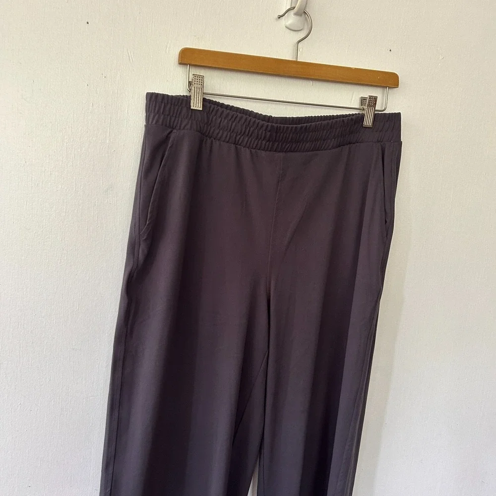 Yogalicious Pull On Pants Womens XL Gray Stretchy Elastic Lounge Active Wide Leg